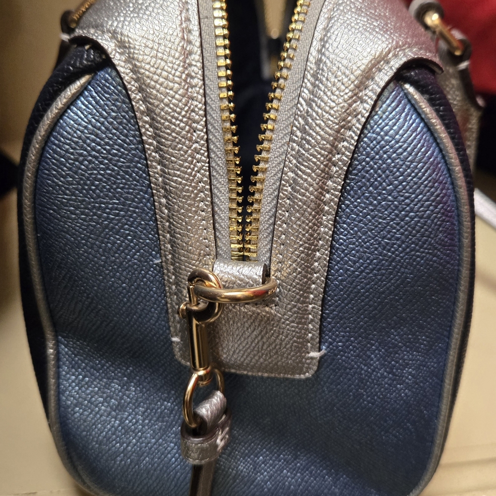 Coach Mini Bennett Satchel Or Crossbody - Dark Blue And Silver - Light Blue Side - Picture 2 of 2